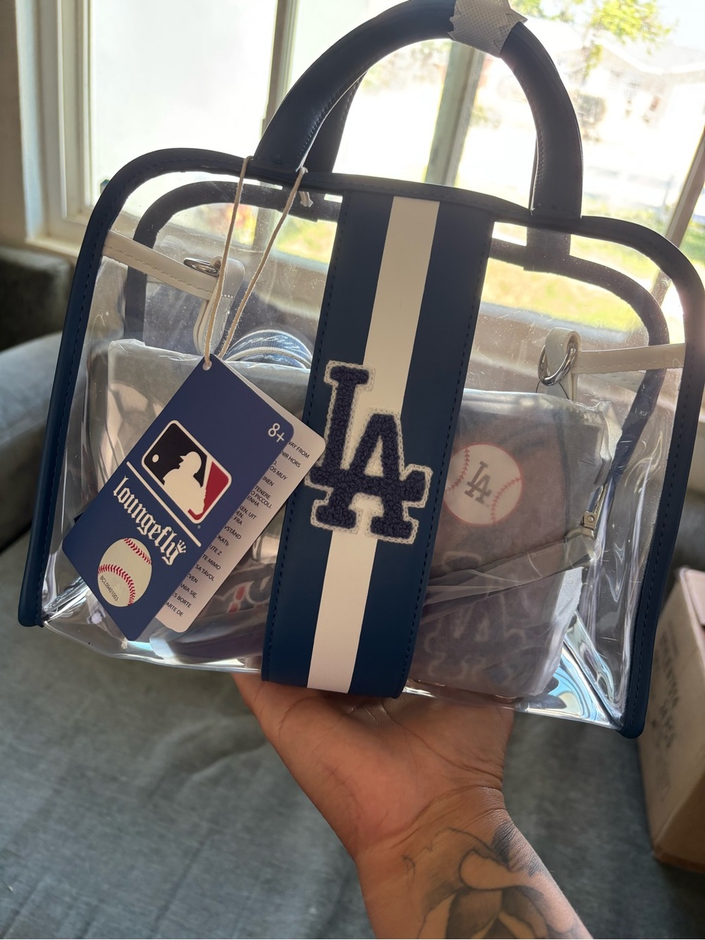 MLB LA Dodgers Clear Tote Bag - Blue & White